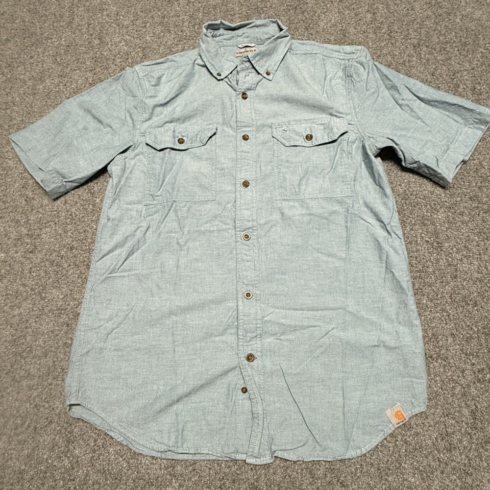 Carhartt Shirt Mens M Blue Relaxed Fit Lightweight Short Sleeve Workwear